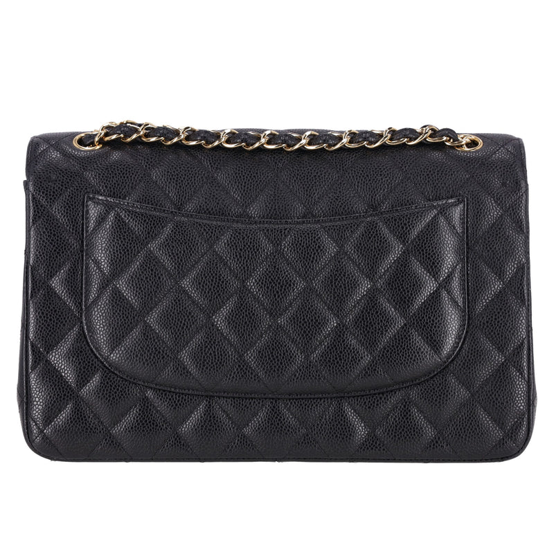 Chanel Classic Jumbo Double Flap Caviar Leather Handbag