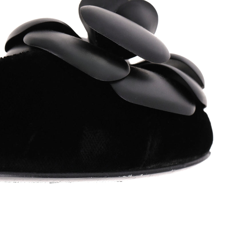 Chanel Camellia Flower & 'CC' Logo Velvet Ballet Flats. Size 39.5