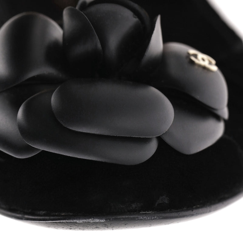 Chanel Camellia Flower & 'CC' Logo Velvet Ballet Flats. Size 39.5