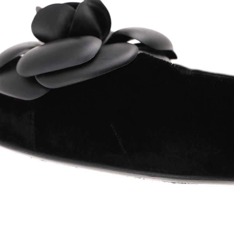 Chanel Camellia Flower & 'CC' Logo Velvet Ballet Flats. Size 39.5