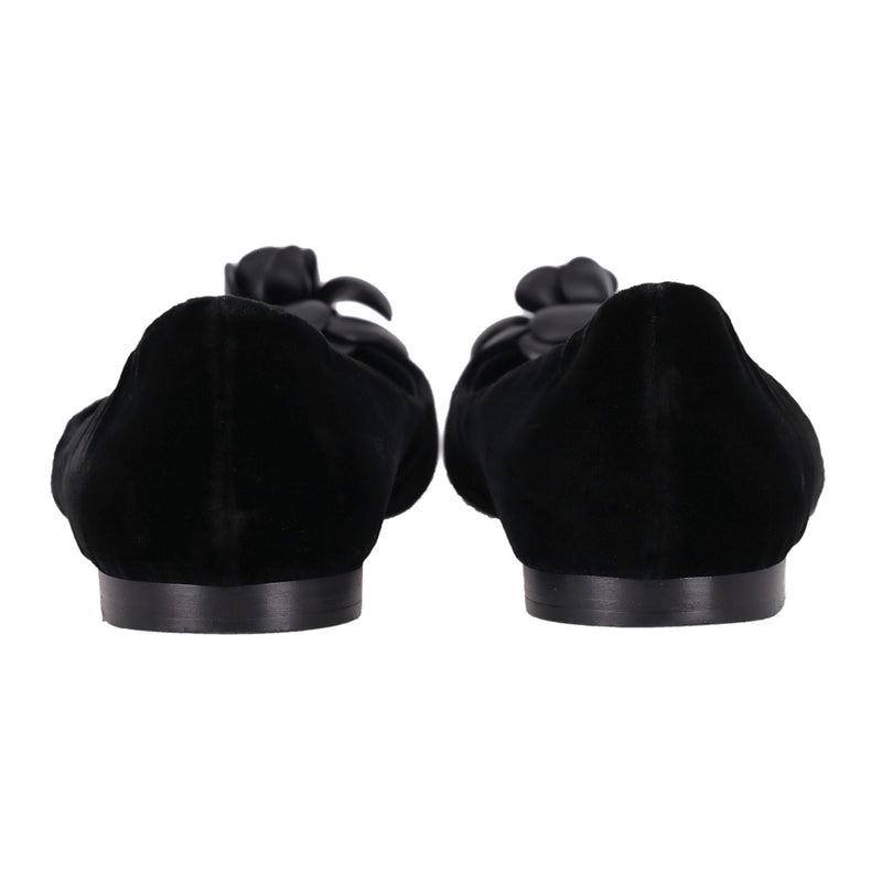 Chanel Camellia Flower & 'CC' Logo Velvet Ballet Flats. Size 39.5