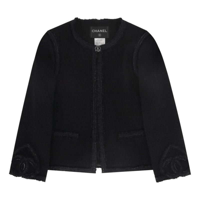 Chanel Paris Miami Wool Tweed Jacket With 'CC' Logo Hearts. Size 40FR