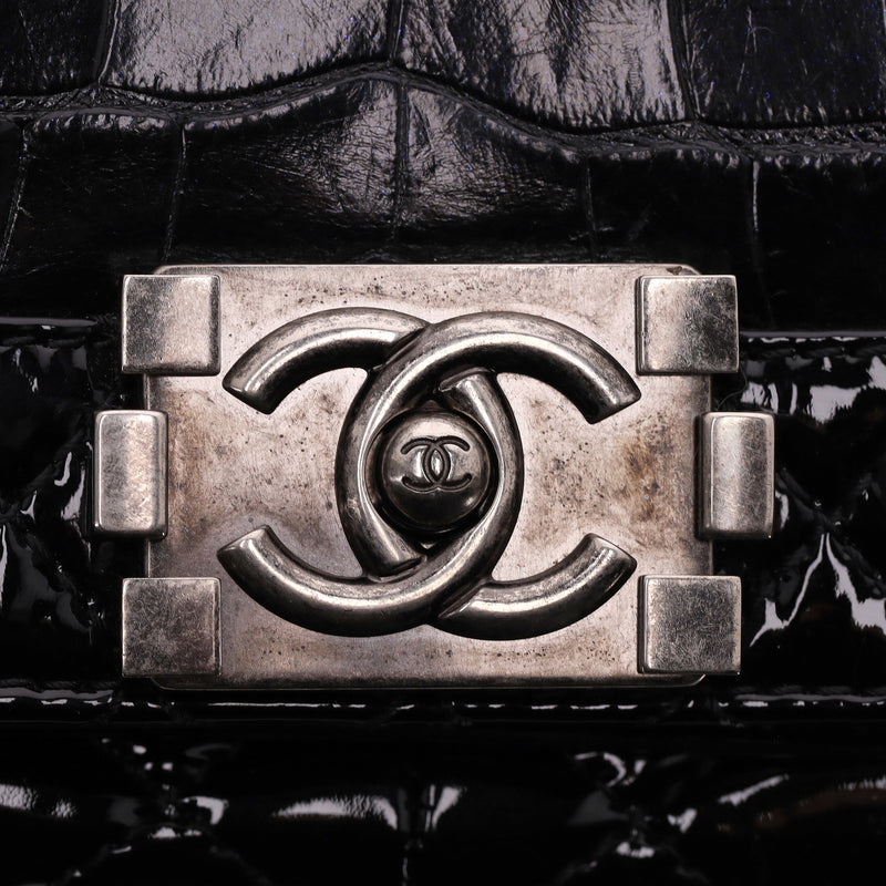 Chanel X/L Boy Bag In Alligator Skin & Patent Leather