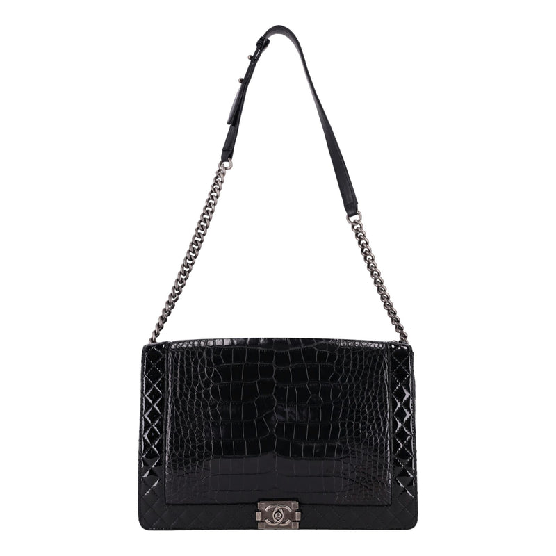 Chanel X/L Boy Bag In Alligator Skin & Patent Leather