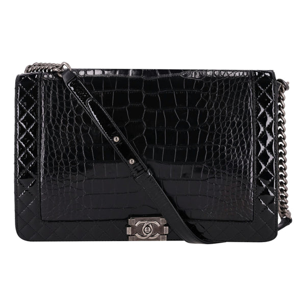 Chanel X/L Boy Bag In Alligator Skin & Patent Leather