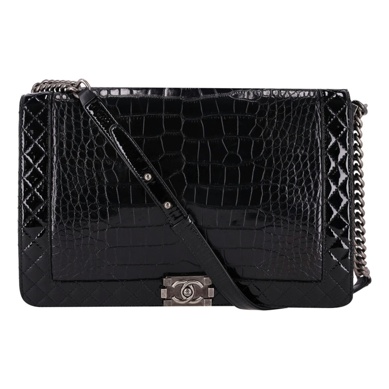 Chanel X/L Boy Bag In Alligator Skin & Patent Leather