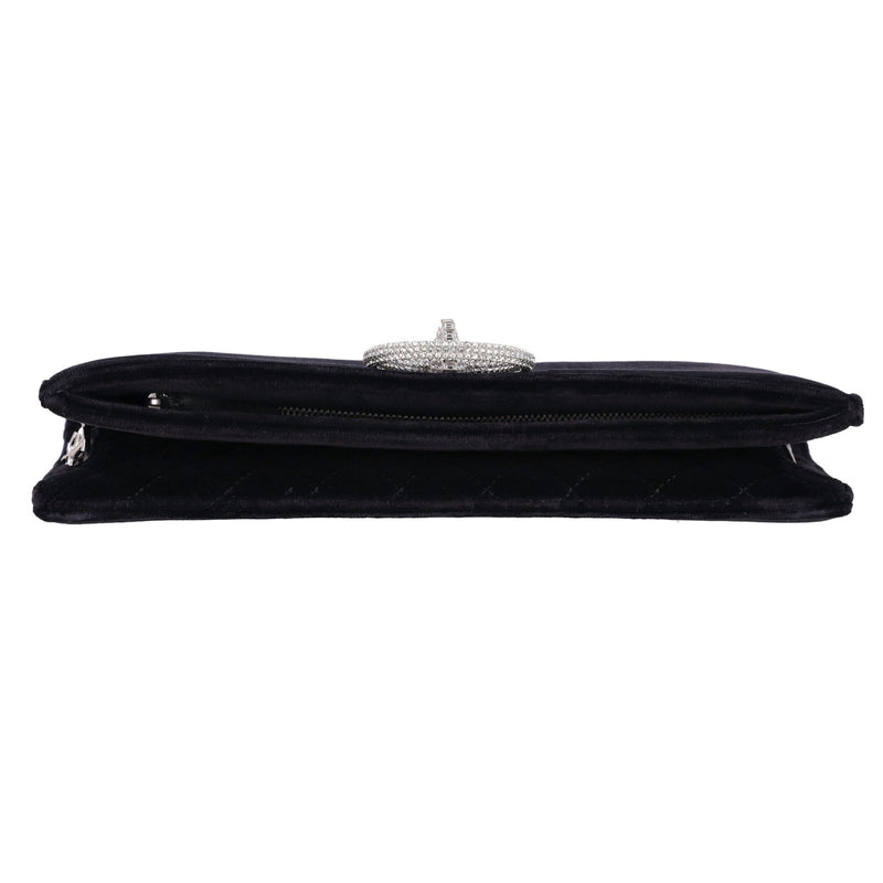 Chanel Crystal Detailed Velvet Clutch Bag