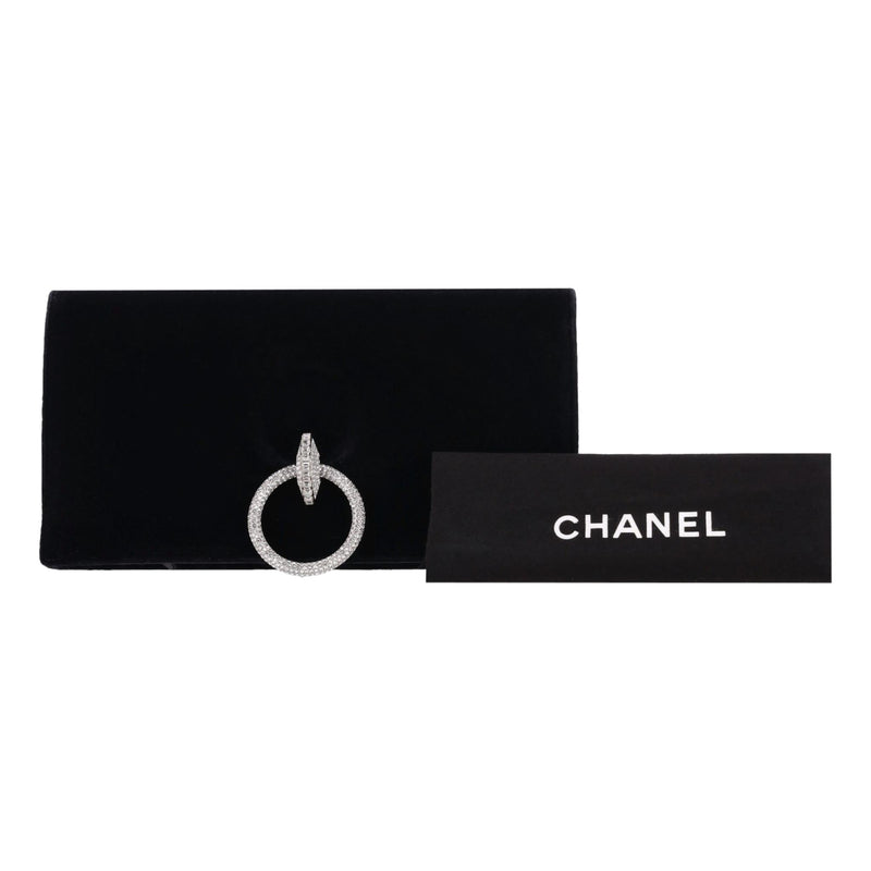 Chanel Crystal Detailed Velvet Clutch Bag
