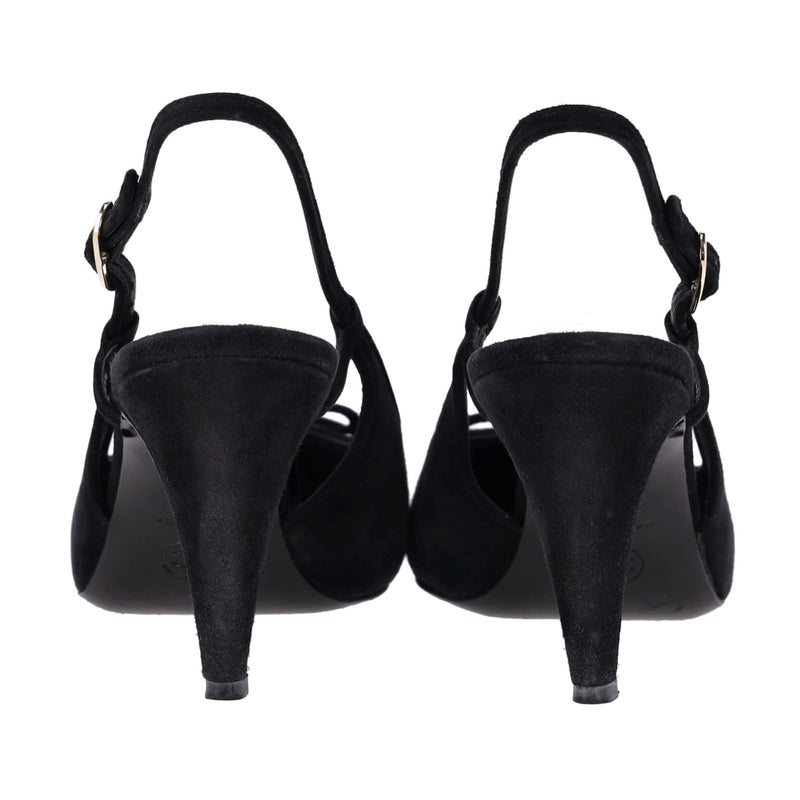 Chanel Suede Pumps With A Metallic 'CC' Logo Cap-Toe. Size 39.5