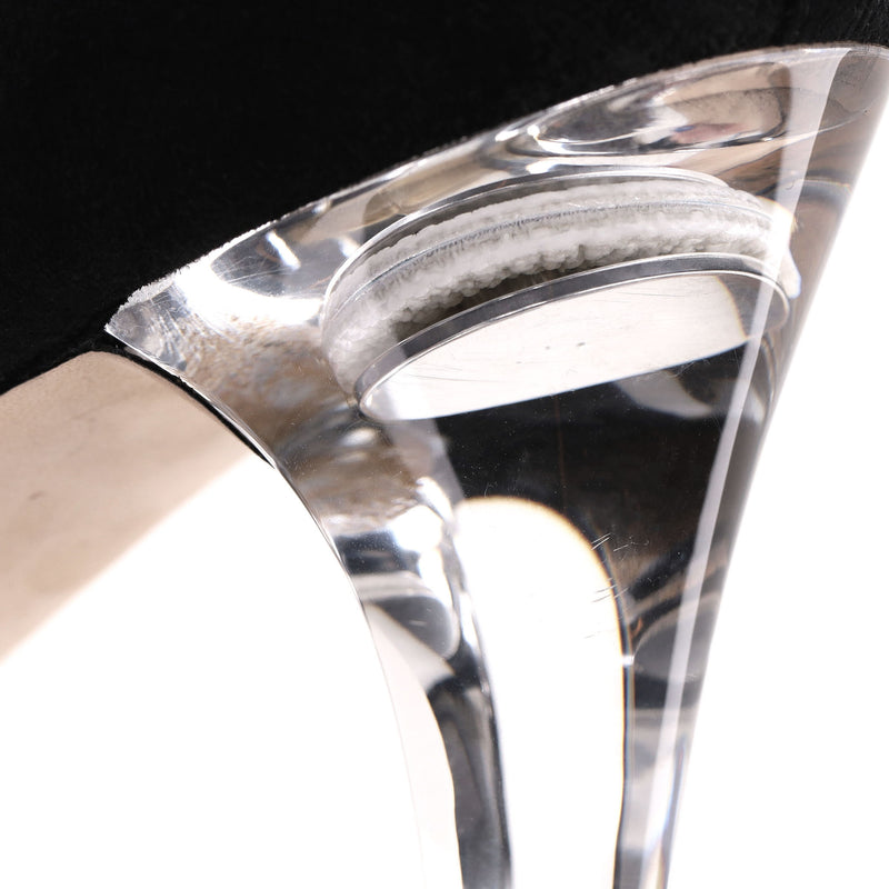 Chanel Mesh Peep-Toe Pumps With A Clear Lucite Heel. Size 39.5