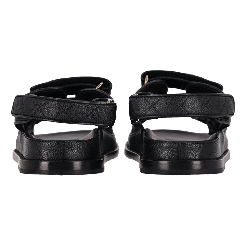 Chanel Grained Calfskin 'CC' Logo Velcro Dad Sandals. Size 40