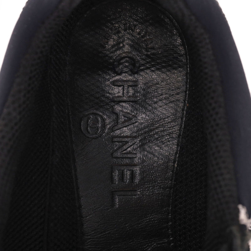Chanel 'CC' Logo Embroidered Neoprene & Leather Sneakers. Size 36