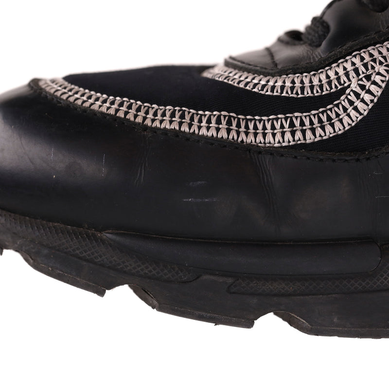 Chanel 'CC' Logo Embroidered Neoprene & Leather Sneakers. Size 36