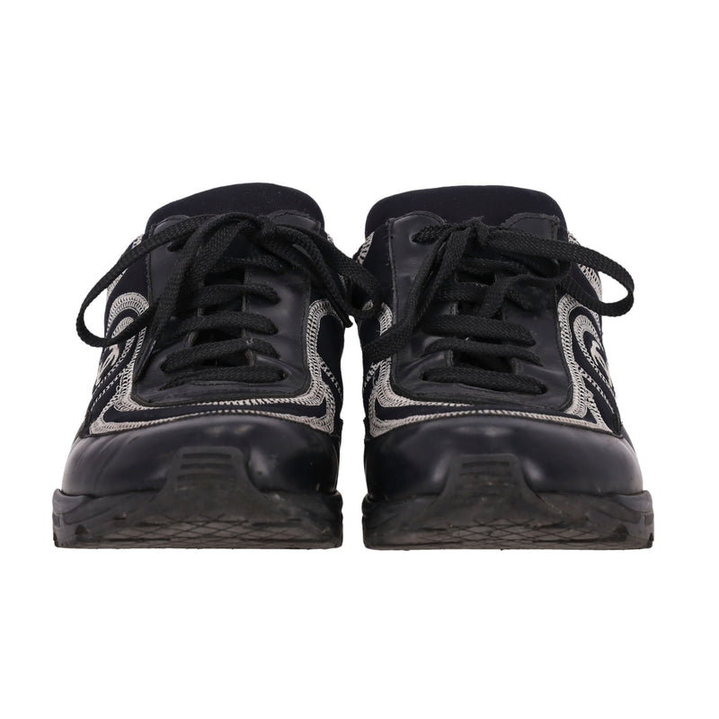 Chanel 'CC' Logo Embroidered Neoprene & Leather Sneakers. Size 36