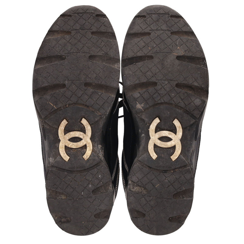 Chanel 'CC' Logo Embroidered Neoprene & Leather Sneakers. Size 36