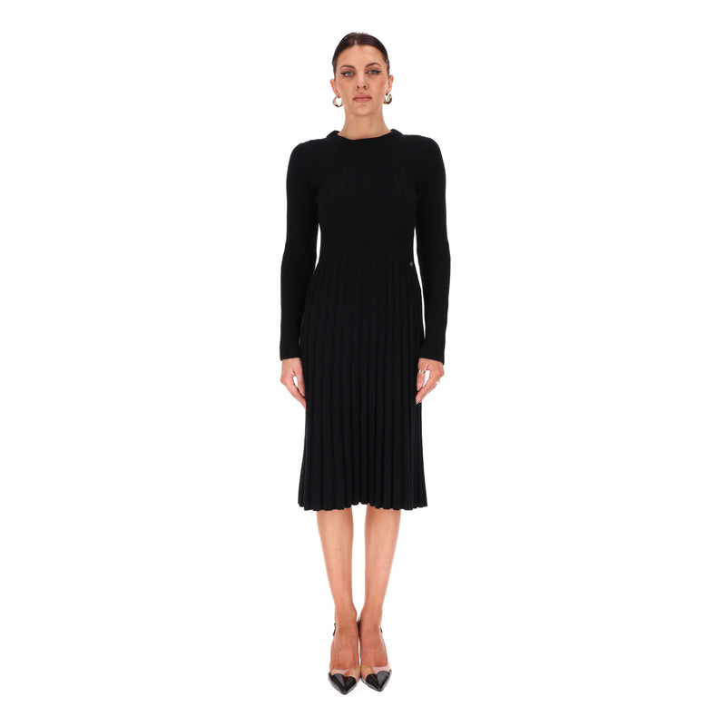Chanel Wool Ribbed Plisse Dress. Size 34FR