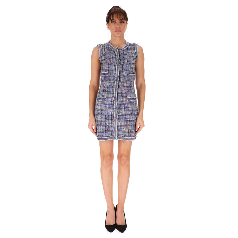 Chanel Front Zip Multicoloured Tweed Dress. Size 36FR