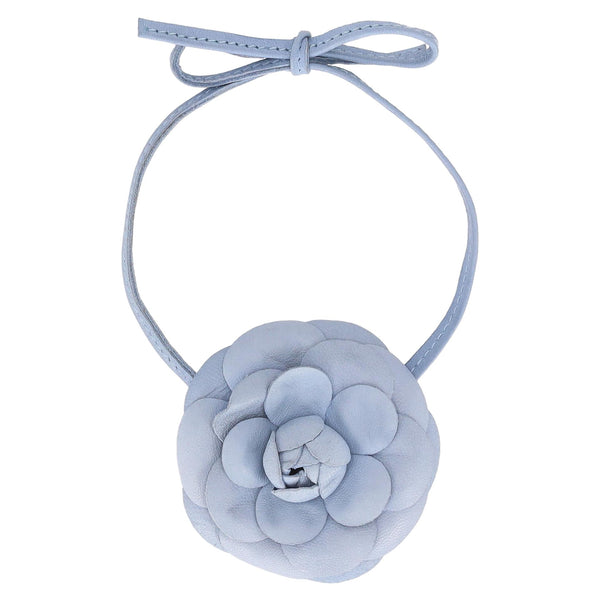 Chanel Camellia Flower Leather Choker Necklace