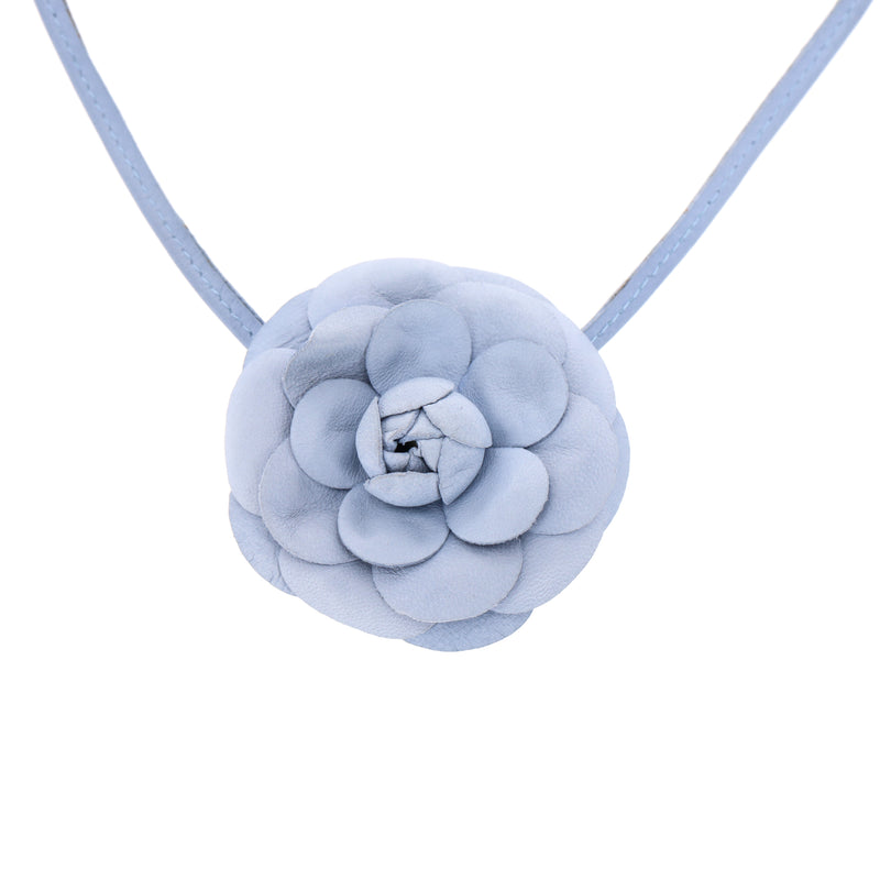 Chanel Camellia Flower Leather Choker Necklace