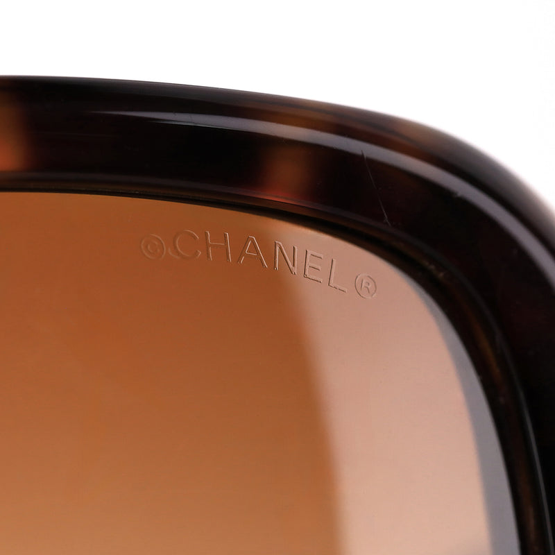 Chanel 'CC' Logo Ribbon Detail Tortoise Sunglasses
