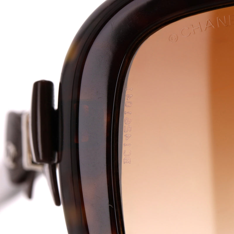 Chanel 'CC' Logo Ribbon Detail Tortoise Sunglasses