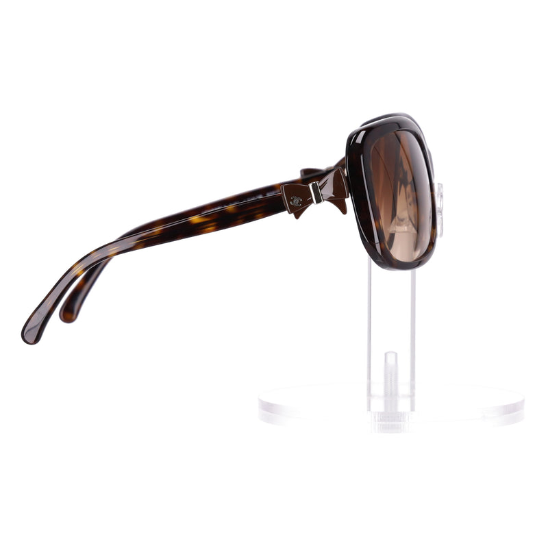Chanel 'CC' Logo Ribbon Detail Tortoise Sunglasses