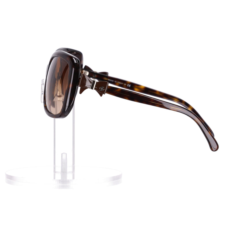 Chanel 'CC' Logo Ribbon Detail Tortoise Sunglasses