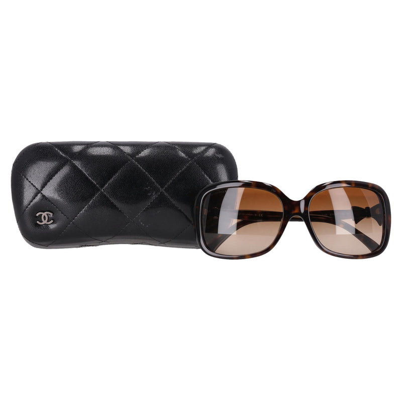 Chanel 'CC' Logo Ribbon Detail Tortoise Sunglasses