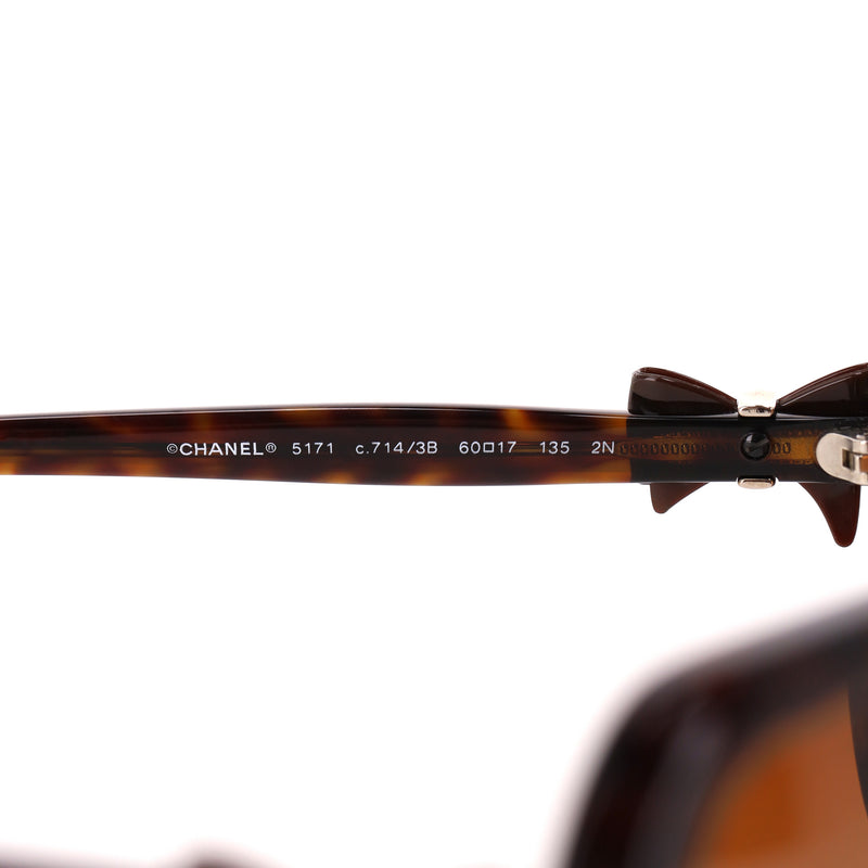 Chanel 'CC' Logo Ribbon Detail Tortoise Sunglasses