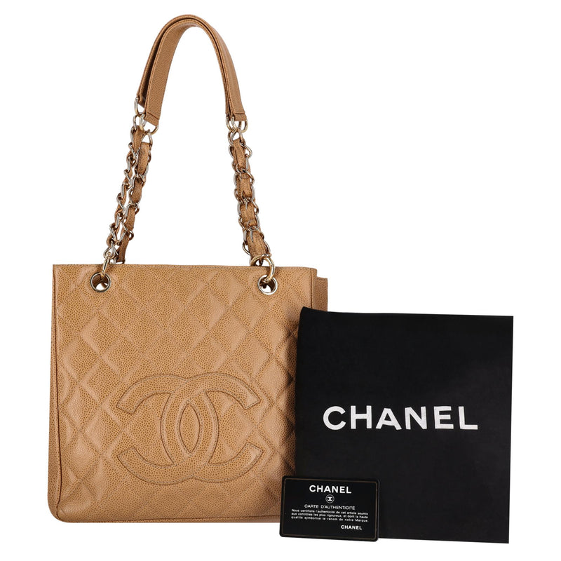 Chanel 'CC' Logo Caviar Leather Petite Shopping Tote Bag