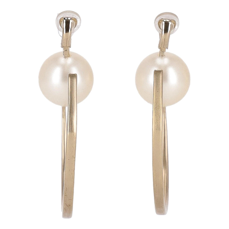 Chanel Pearl Detail Oversized Hoop Earrings