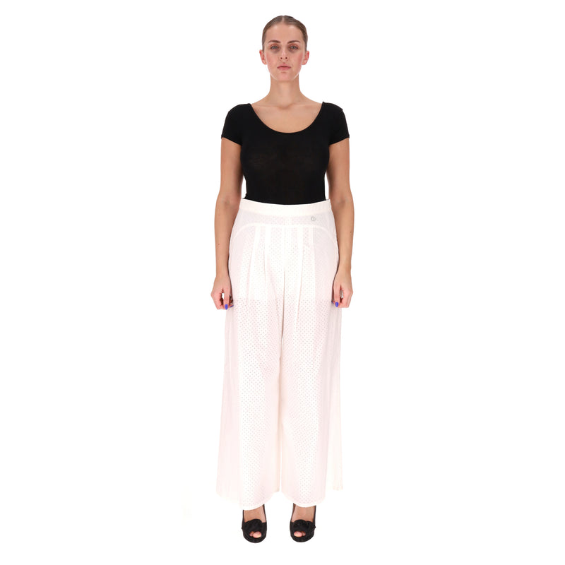 Chanel Paris-Dallas Cotton & Silk High-Waisted Wide Leg Trousers. Size 42FR