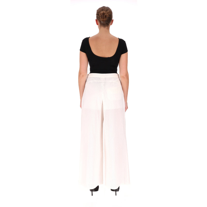 Chanel Paris-Dallas Cotton & Silk High-Waisted Wide Leg Trousers. Size 42FR