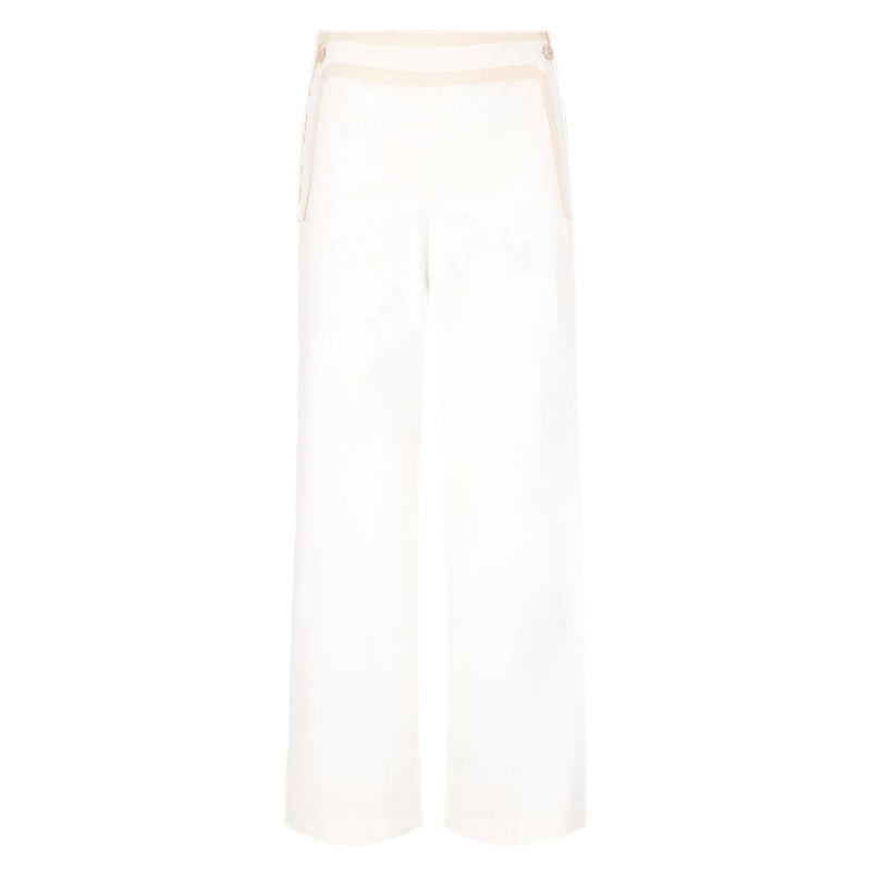 Chanel La Pausa Collection Cotton High-Waisted Wide Leg Trousers. Size 42FR