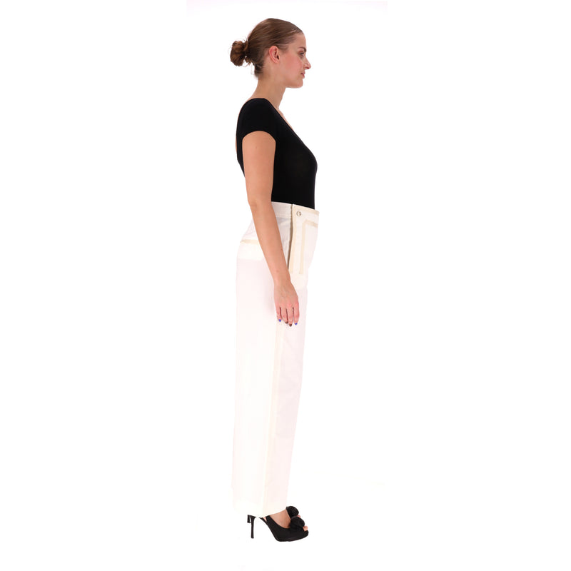 Chanel La Pausa Collection Cotton High-Waisted Wide Leg Trousers. Size 42FR