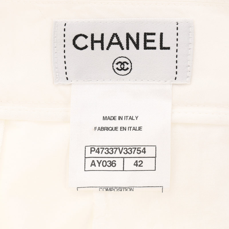 Chanel La Pausa Collection Cotton High-Waisted Wide Leg Trousers. Size 42FR