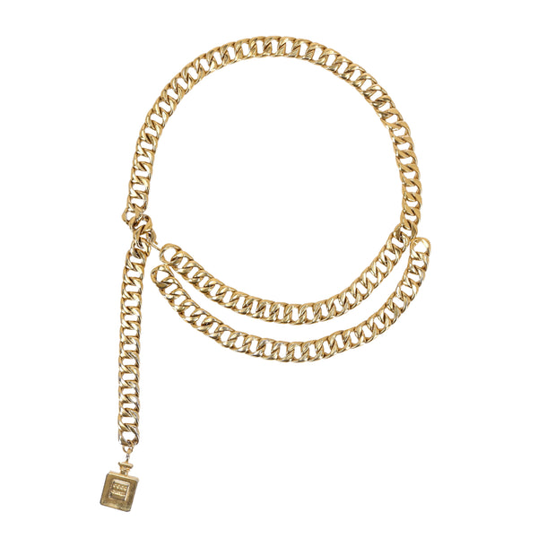 Chanel Multi-Strand Chain Belt With Chanel Perfume Bottle Charm