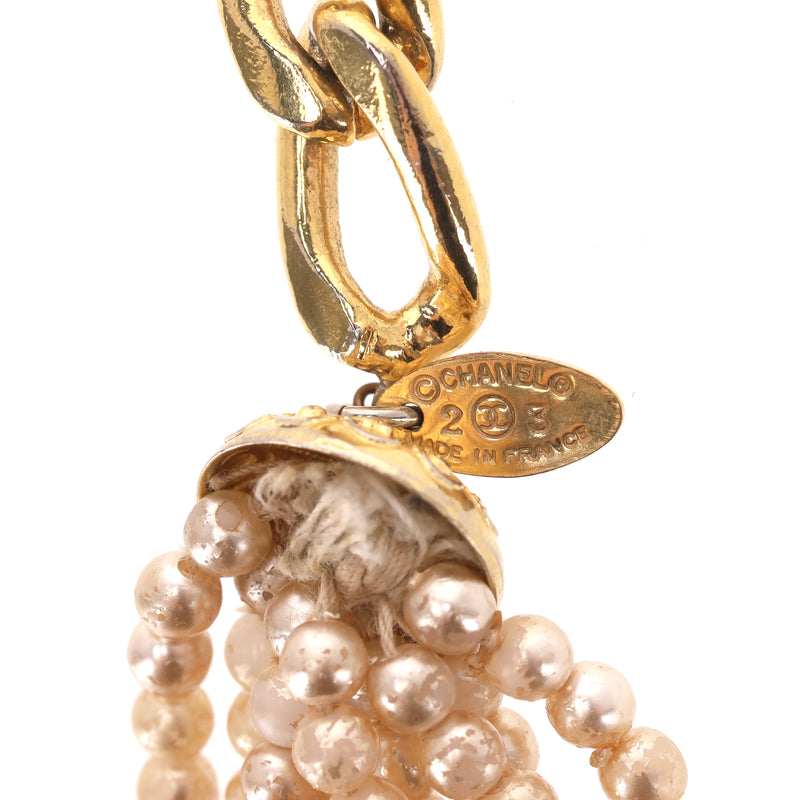 Chanel 'CC' Logo Pearl & 24k Gold Plated Chain Multi-Strand Belt