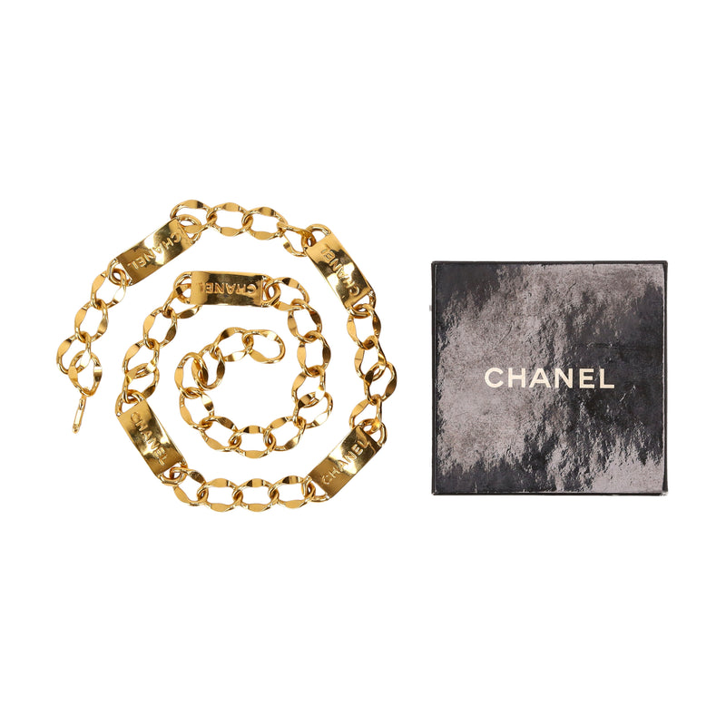 Chanel Vintage Chain-Link Belt With 'Chanel' Engraved Plates