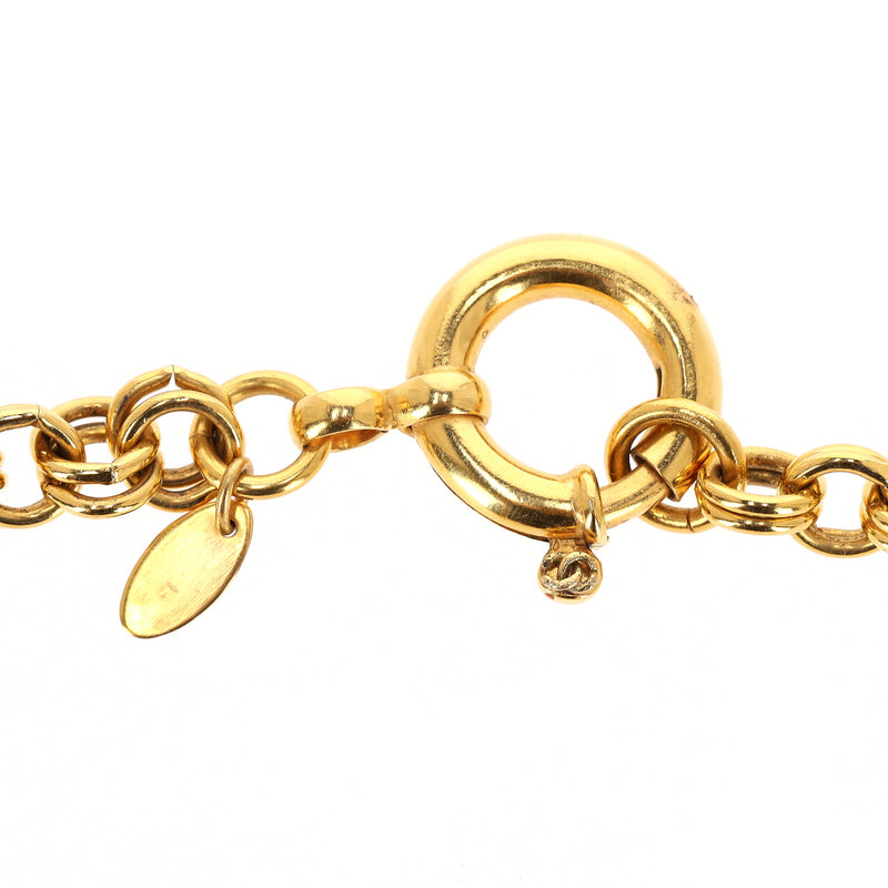Chanel Vintage 90's 24k Gold Plated 'CC' Logo Medallion & Mirror Double-Sided Necklace