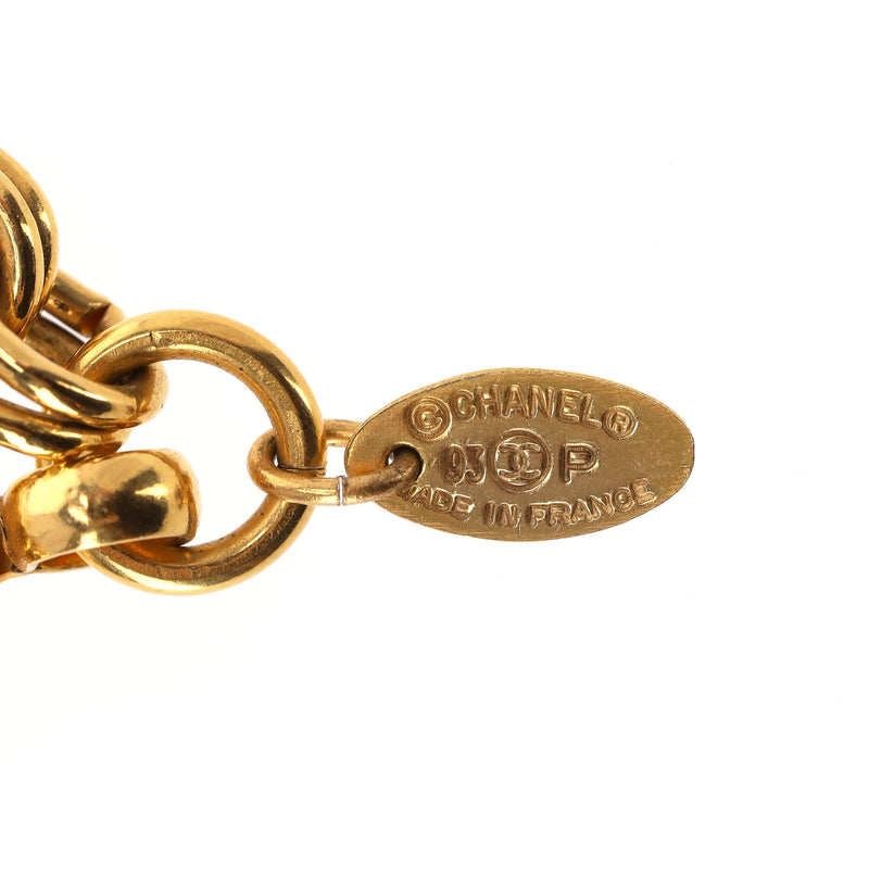 Chanel Vintage 90's 24k Gold Plated 'CC' Logo Medallion & Mirror Double-Sided Necklace