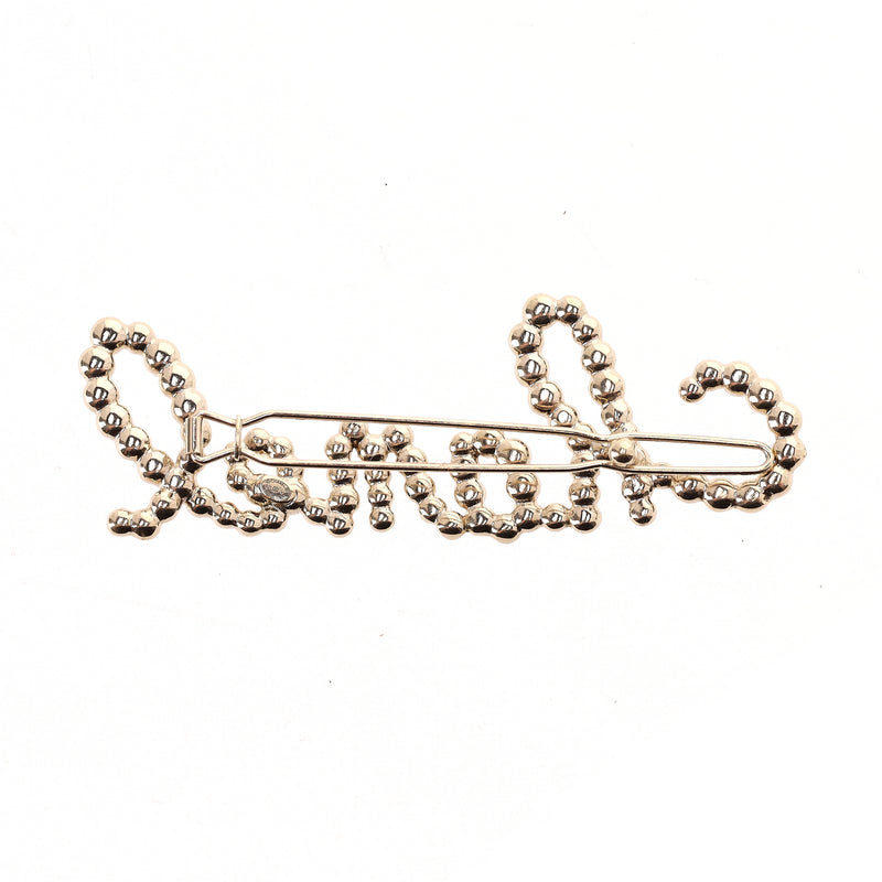 Chanel Word Logo Glass Pearl & Crystal Hair Clip