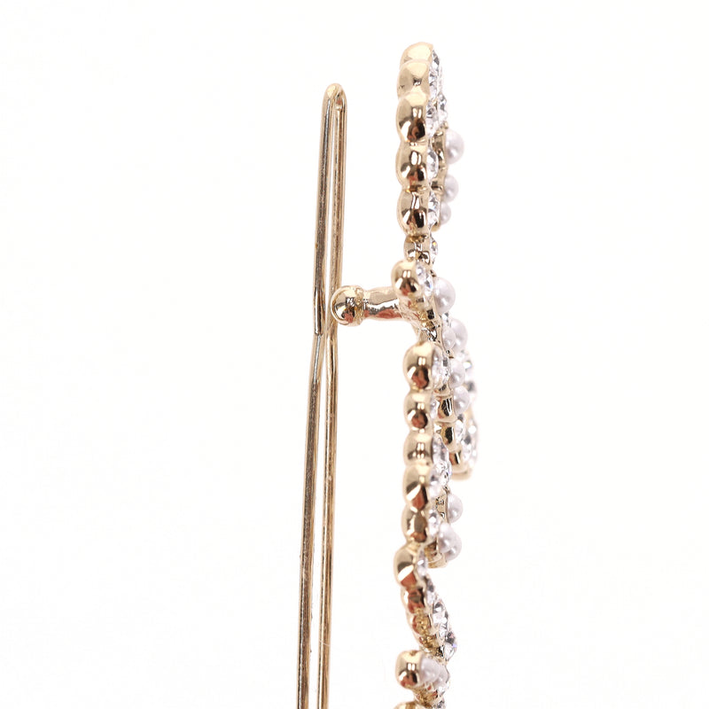 Chanel Word Logo Glass Pearl & Crystal Hair Clip