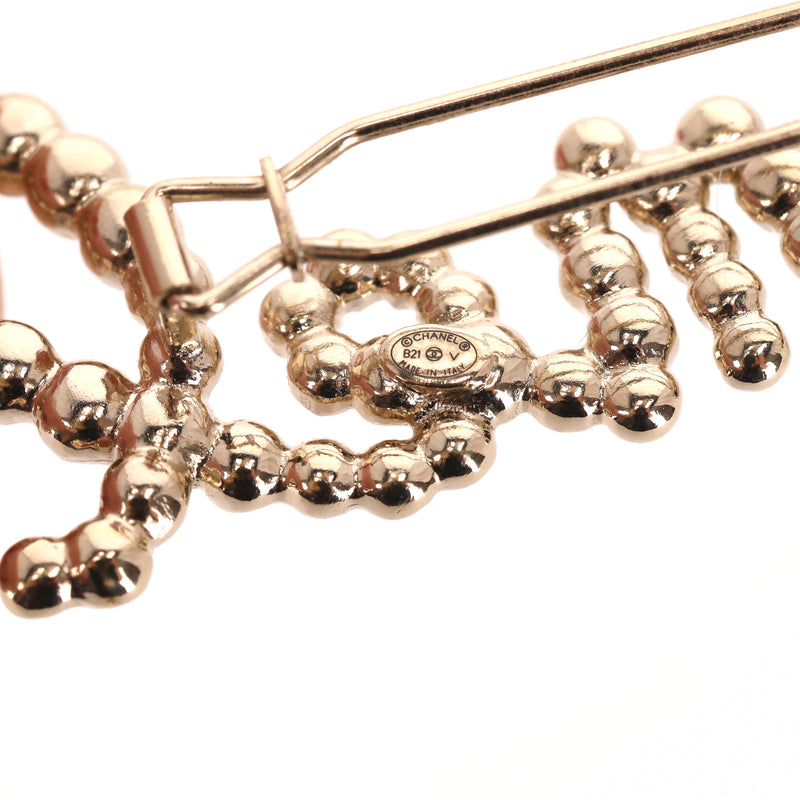 Chanel Word Logo Glass Pearl & Crystal Hair Clip