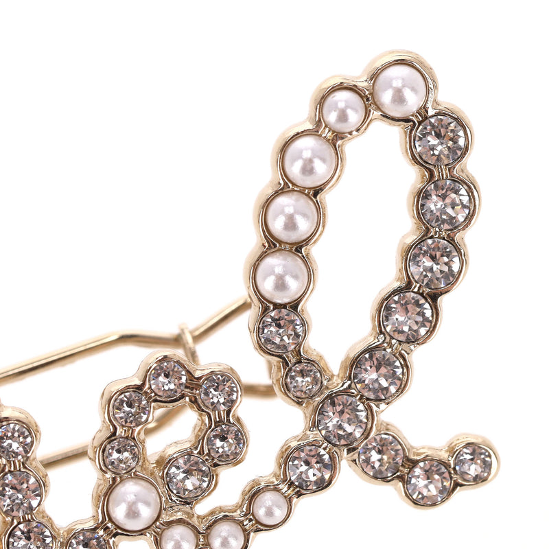 Chanel Word Logo Glass Pearl & Crystal Hair Clip