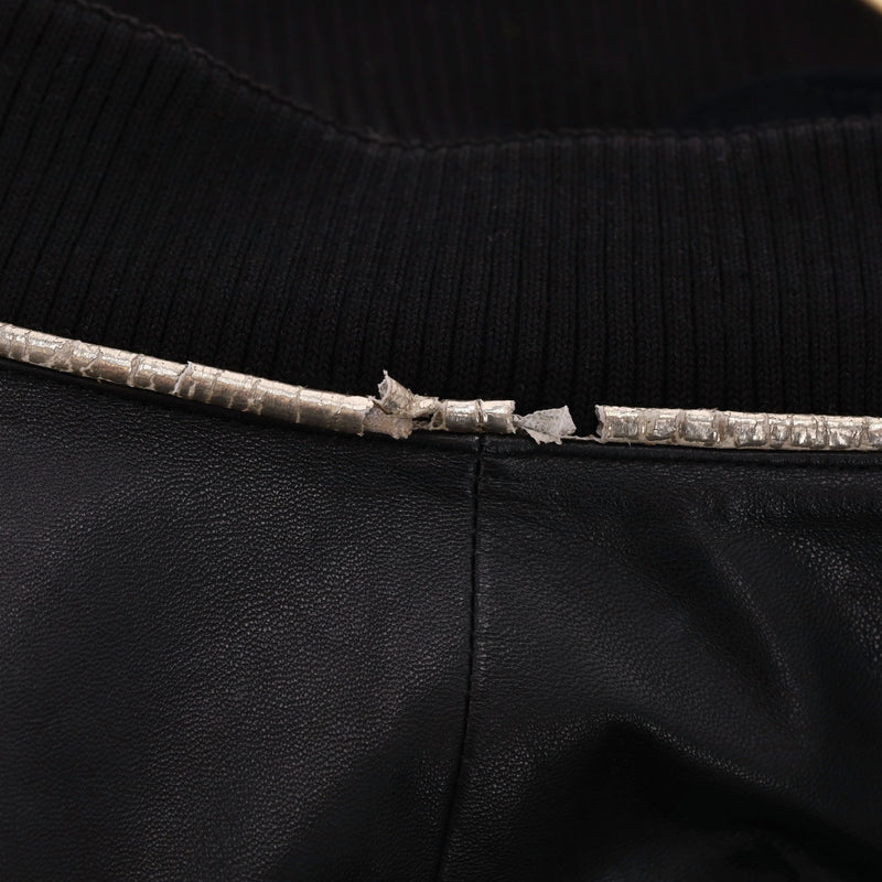 Chanel Leather Bomber Jacket With Pearl Buttons. Size 42IT