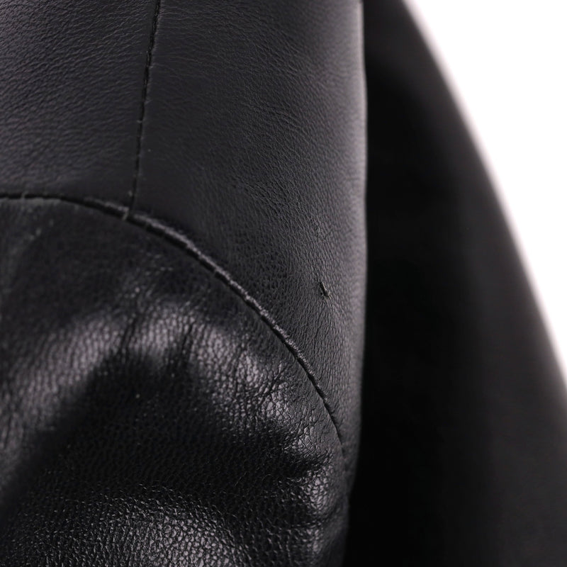 Chanel Leather Bomber Jacket With Pearl Buttons. Size 42IT