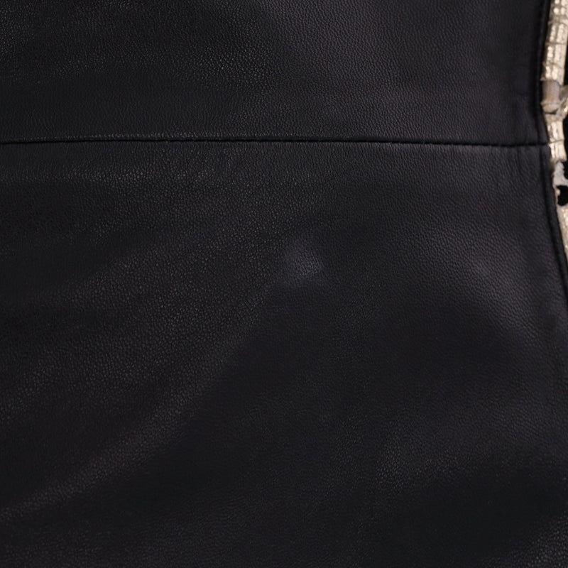 Chanel Leather Bomber Jacket With Pearl Buttons. Size 42IT