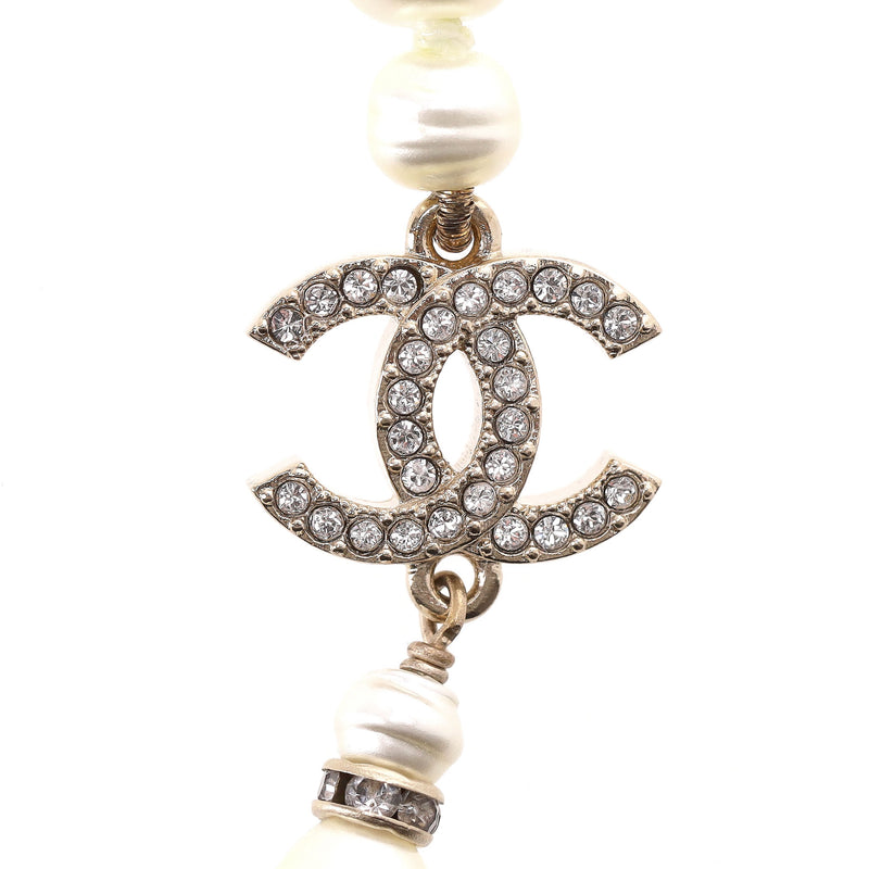 Chanel Pearl & Crystal 'CC' Logo Drop Earrings