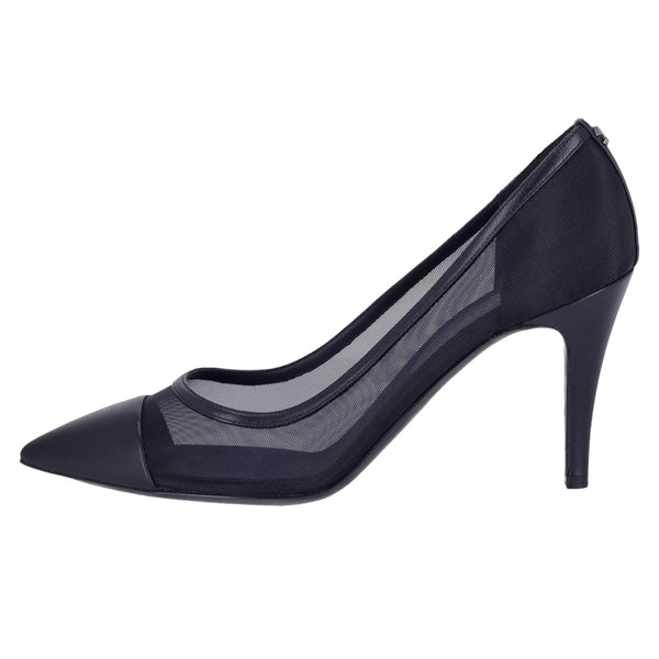 Chanel Mesh & Leather Heels With A 'CC' Logo Detail. Size 39.5